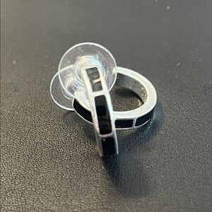 Black and Silver Hoop Earrings